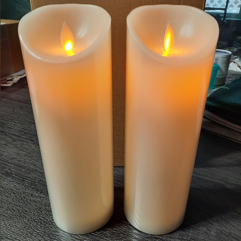 Homemory 9x3" Dancing Flame Flameless Candle Set of 2